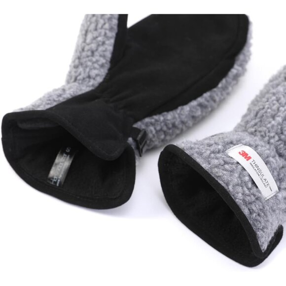 ⚡Women's Grey Genuine Suede Outdoor Mitt Thermal Lined Finger Liners Mitten - Picture 3 of 7